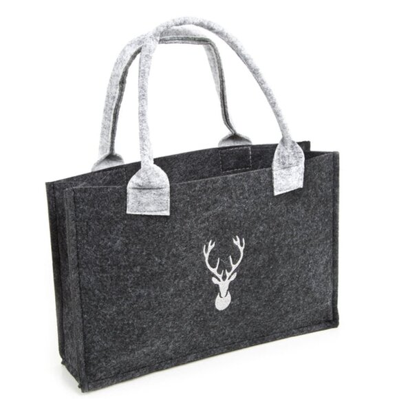 NEW! ANTHROPOLOGIE Filztasche Geschenktasche gray felt mini tote deer - Picture 4 of 14